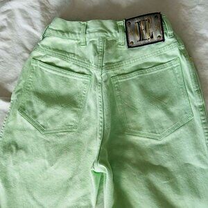 Vintage Escada by Margaretha Ley Mint Green Mom Jeans with Gilt Hardware - EU 36